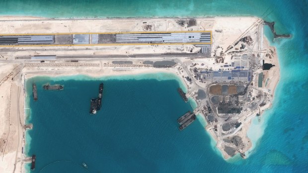 Construction at the Fiery Cross Reef, April 2015. Source: CNES